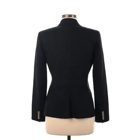 Ralph Lauren Vintage Embroidered Crest Blazer Black Gold Buttons Size 6 - Picture 4 of 4